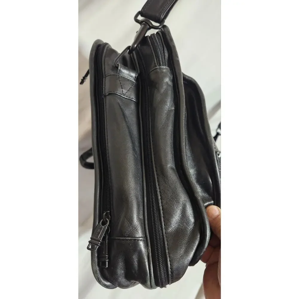 VTG TUMI Vintage Alpha Black Leather Laptop Bag Briefcase‎